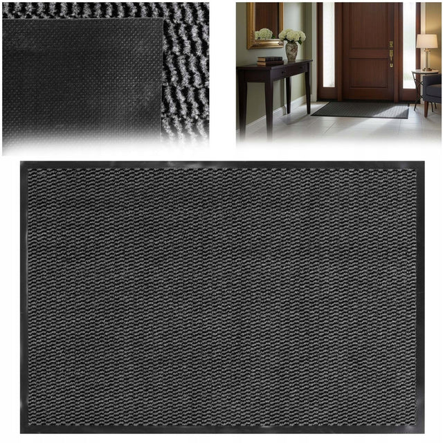 Wycieraczka wejściowa pod drzwi do butów zewnętrzna gumowa mata 60x90cm czyścik do obuwia, pcv czarna 4 mm