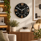 Zegar ścienny Alaska czarny - 3D Czytelny- Nowoczesny- cichy analogowy na baterie, cyfry arabskie, średnica 28 cm, z