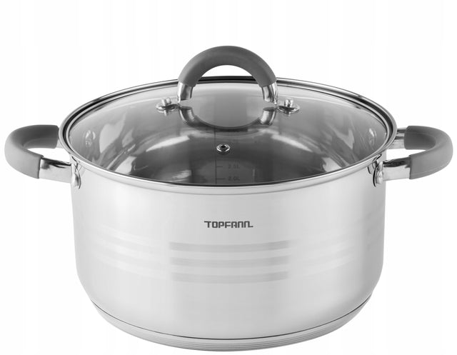 Garnek ze stali nierdzewnej 5l GAZ 24cm indukcja do gotowania zup, sosów, makaronu i dań jednogarnkowych, naczynie kuchenne