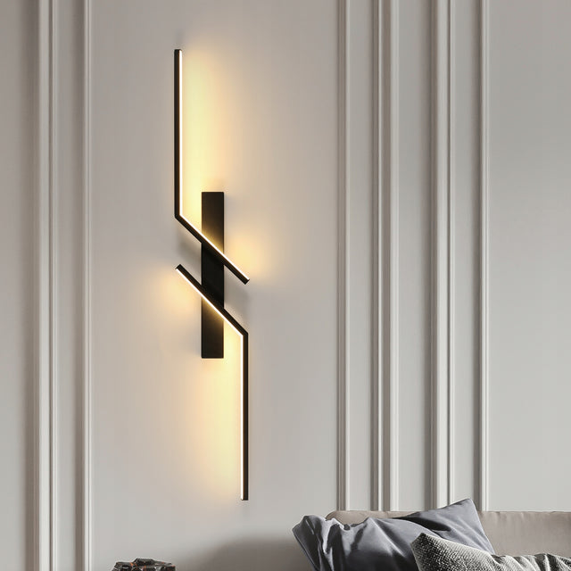 Czarna lampa ścienna LED kinkiet nowoczesny 24W 3000K do salonu korytarza aluminiowa oprawa dwupunktowa przedpokój