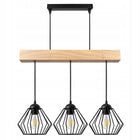 Lampa Wisząca Sufitowa LED Zwis Belka Drewniana Loft Druciana Czarna 3xE27 czarny drewno