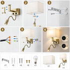 Kinkiet ścienny złoty E27 25W LED 3W lampka do czytania 2 światła 3 barwy aluminiowa oprawa przy łóżku, oświetlenie