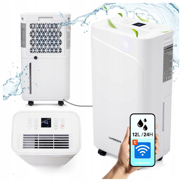 Osuszacz powietrza wisser WSR12 pochłaniacz wilgoci 12l/24h WiFi Timer 30m² 300 w