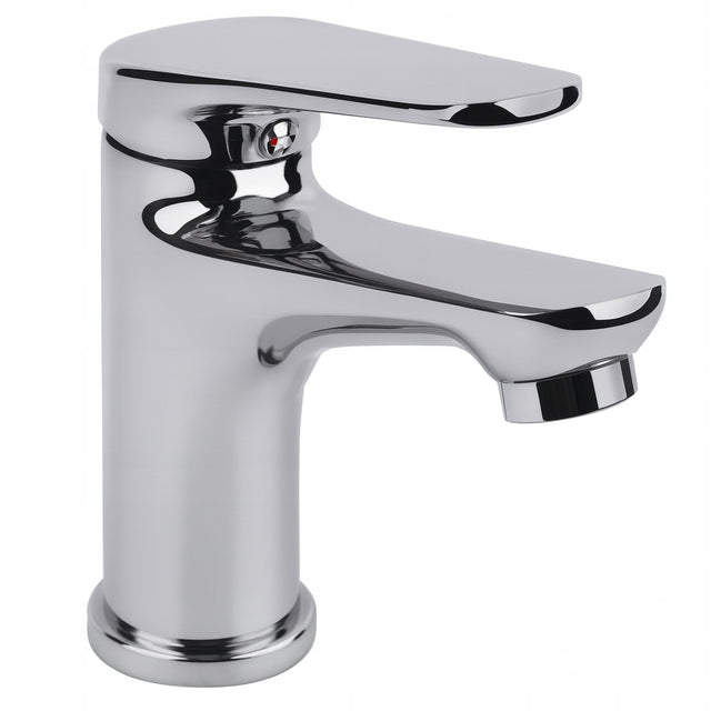 Bateria umywalkowa chrom stojąca niska kran do umywalki łazienki do WC jednouchwytowa ze stałą wylewką srebrna armatura sanitarna
