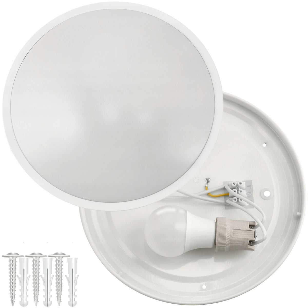 Lampa Sufitowa Plafon LED 2x E27 Okrągły Biały Natynkowy Oprawa Sufitowa do salonu, kuchni i korytarza, na wymienne