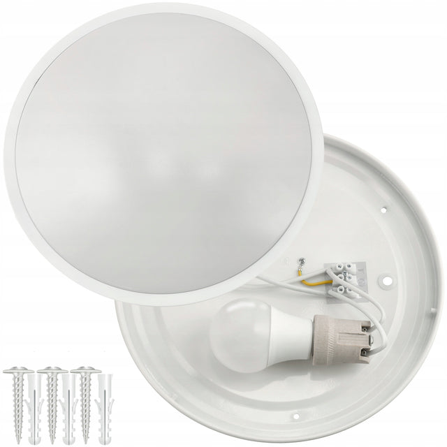Lampa Sufitowa Plafon LED 2x E27 Okrągły Biały Natynkowy Oprawa Sufitowa do salonu, kuchni i korytarza, na wymienne żarówki, bez źródła światła