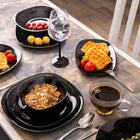 Komplet Serwis talerzy i salaterki 6 osób Altom Design Black Harmony 24 el Zastawa stołowa obiadowa kwadratowa, do