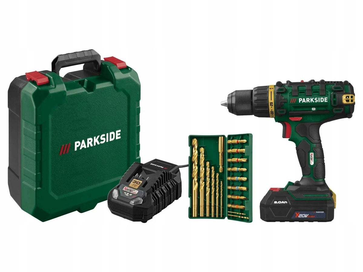 PARKSIDE Wiertarko-Wkrętarka 20V PABS 20-Li G8 45Nm Akumulator Ładowarka bezudarowa, uchwyt samozaciskowy, do wiercenia