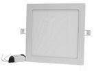 Panel LED podtynkowy plafon sufitowy 18W lampa kwadratowa biała, zintegrowane źródło światła, 20x20 cm, głębokość 2 cm