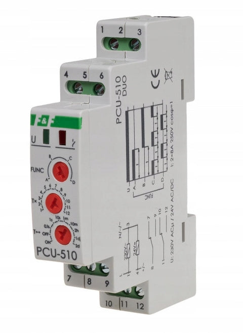 Przekaźnik czasowy PCU-510 DUO F&F automat sterujący do instalacji elektrycznej, 230 V, 8 a, IP20