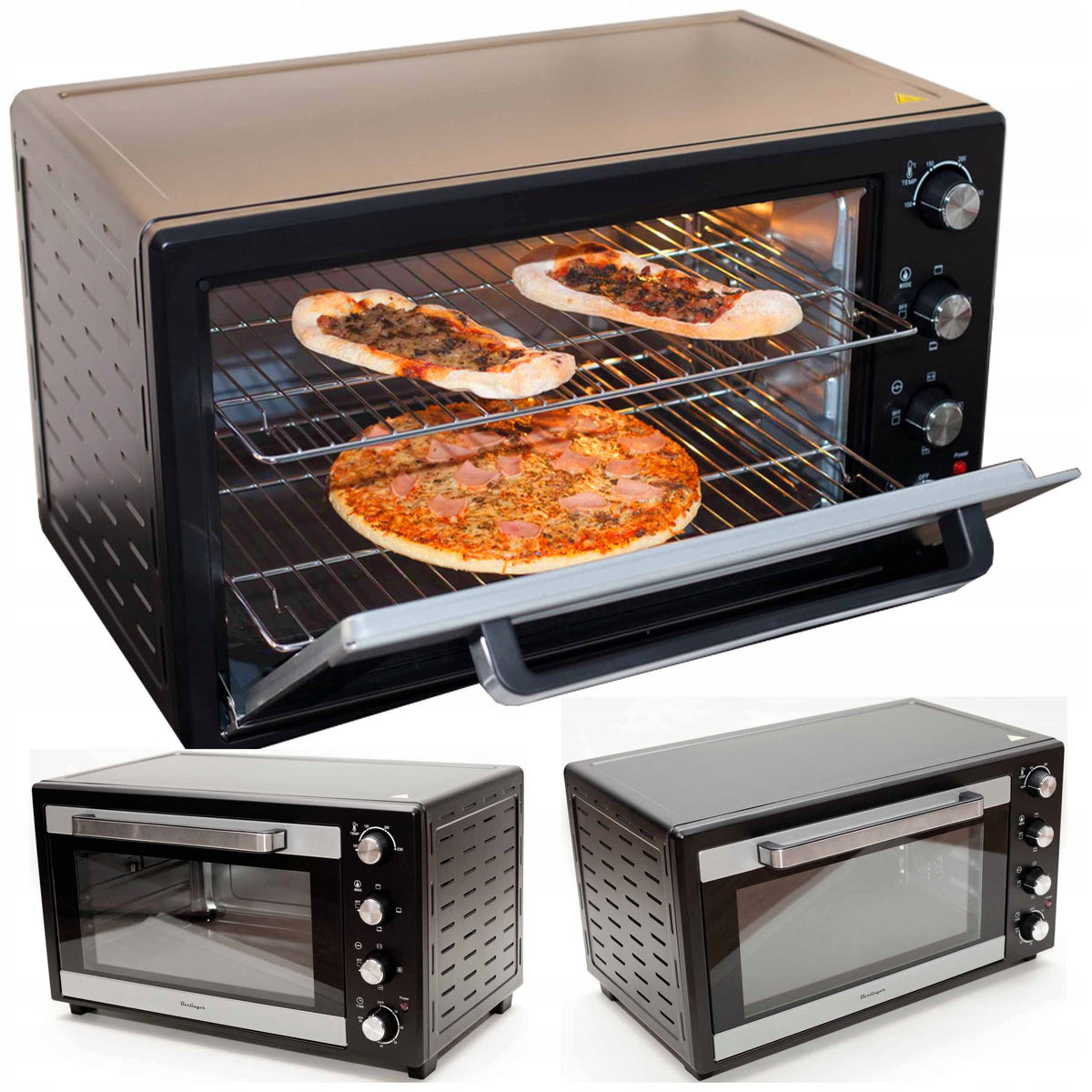Mini Piekarnik 65l suszarka do grzybów - termoobieg rożno światło 2x szyba 65 l 2000 w czarny