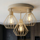 Lampa Sufitowa Żyrandol Plafon Metalowa LOFT LED 3xE27 Beżowa Druciana do salonu, jadalni, kuchni i sypialni