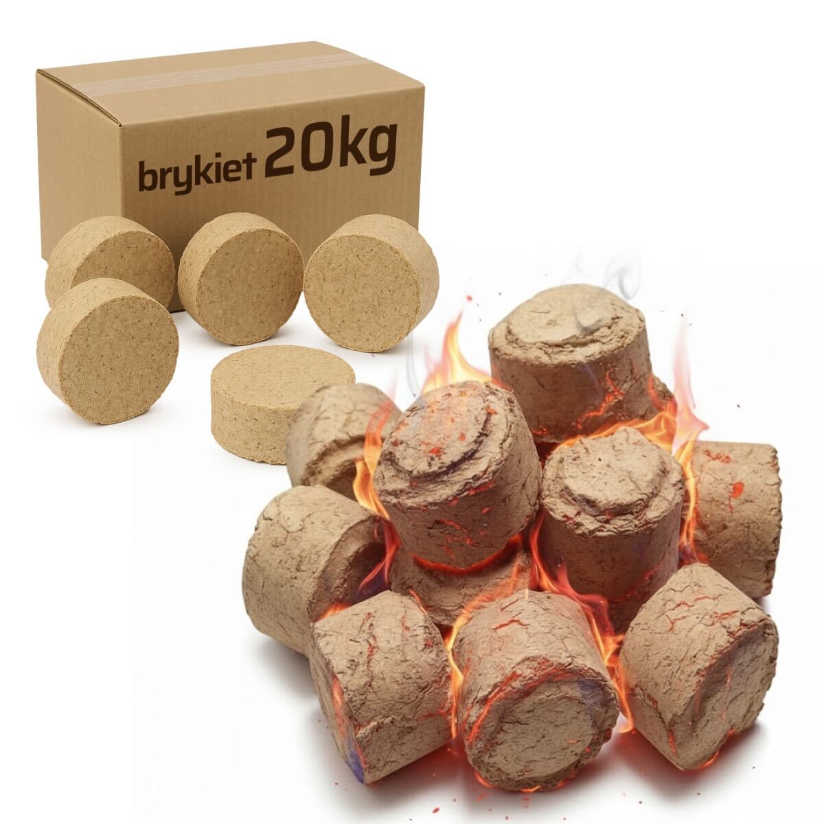 BRYKIET DRZEWNY BUKOWY 20kg OPAŁ EKOLOGICZNY DO KOMINKA PIECA KOTŁA PIECA 36 cm³
