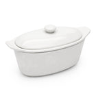 Maselnica Pojemnik z Pokrywą Uchwytami Zamykana Elegancka Maselniczka ceramiczna owalna biała do serwowania i