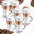 SZKLANKI DO LATTE KOMPLET 280ml DO KAWY ZESTAW 6szt SZKLANKA UCHEM PREZENT przezroczyste naczynia, można myć w zmywarce