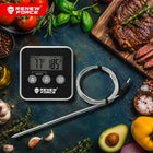 Termometr do mięsa wędzarni 250°C minutnik do 100min na baterie do kuchni sonda do pieczenia i grillowania, kontrola