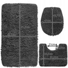 Komplet Dywaników Łazienkowych Miękkich Szary 3szt maty podłogowe prostokątne z poliestru, grubość 50 mm, 49,5 × 81,5 cm