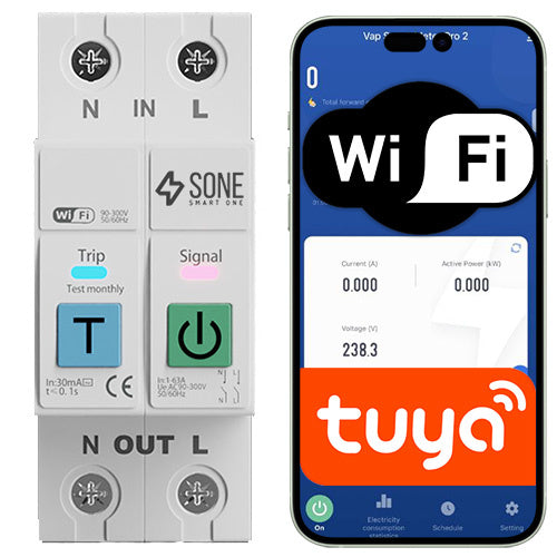 Przekaźnik WiFi 63A DIN tuya z pomiarem energii rozłącza LN sterownik onoff inteligentny wyłącznik do instalacji