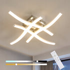 Lampa sufitowa LED żyrandol biały+chrom nowoczesna do salonu z pilotem 28W oprawa wisząca aluminiowa 4-punktowa