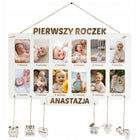 Ramka Na Zdjęcia Metryczka Na Ścianę Prezent Na Urodziny Roczek Dziecka kolaż fotografii, wieloelementowa