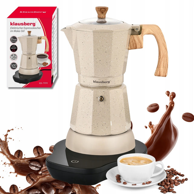 Kawiarka elektryczna Klausberg KB-7999 Moka 6 espresso 500W on/off Beżowa 300 ml 500 w beżowy aluminium, tworzywo sztuczne