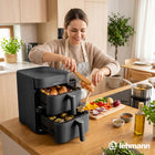 Frytkownica beztłuszczowa dwukomorowa pionowa panel boczny LED Air Fryer szary