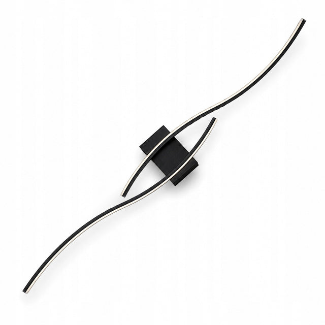 Kinkiet LED liniowy czarny 60cm lampa ścienna nowoczesna nad łóżko salon oprawa do sypialni, aluminiowa, zintegrowane źródło światła 24 w