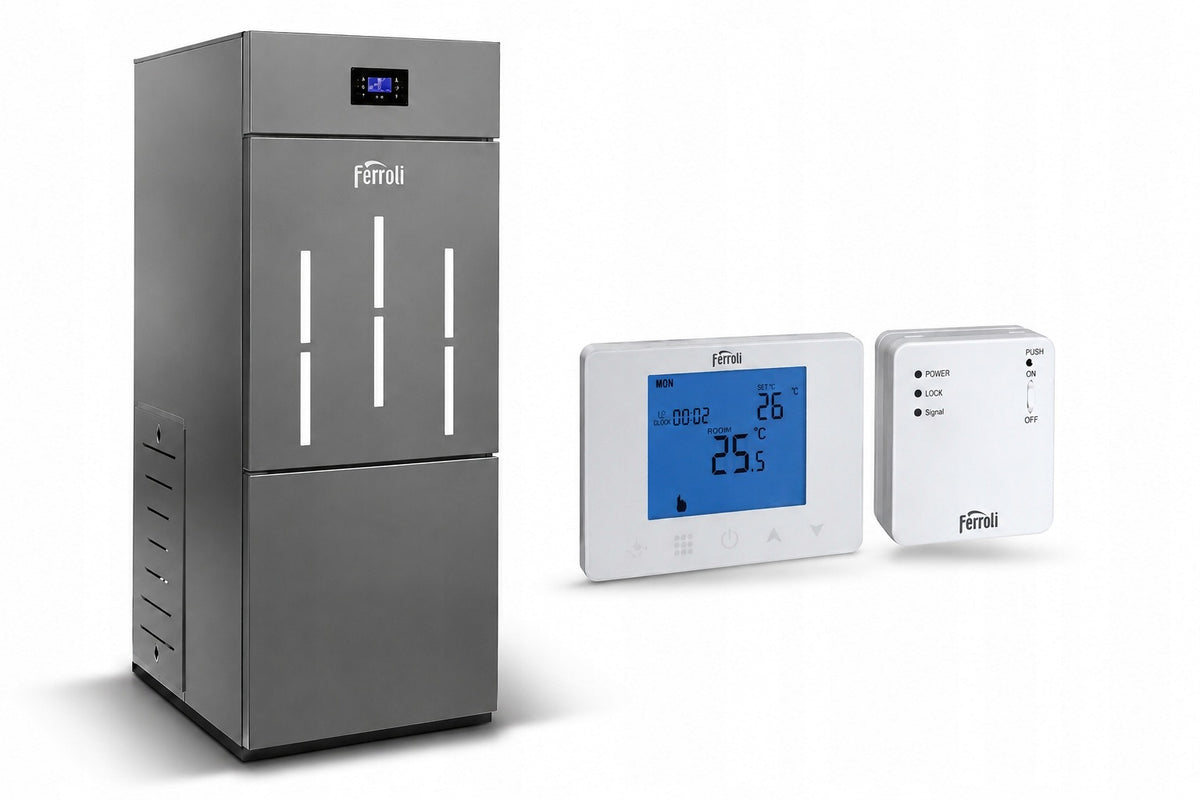 FERROLI BIOPELLET PRO 8 KOCIOŁ NA PELLET 8 kW ZUM GRATISTERMOSTAT FER209 Górno-dolny stalowy