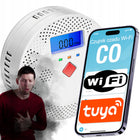 Czujnik detektor czadu gazu tlenku węgla CO tuya wifi certyfikowany czujka alarm dźwiękowy, zasilanie bateryjne, do