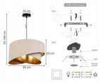 Lampa sufitowa wisząca pojedyncza żyrandol glamour złoty abażur do salonu oprawa oświetleniowa z tkaniny, E27 60 w, 40