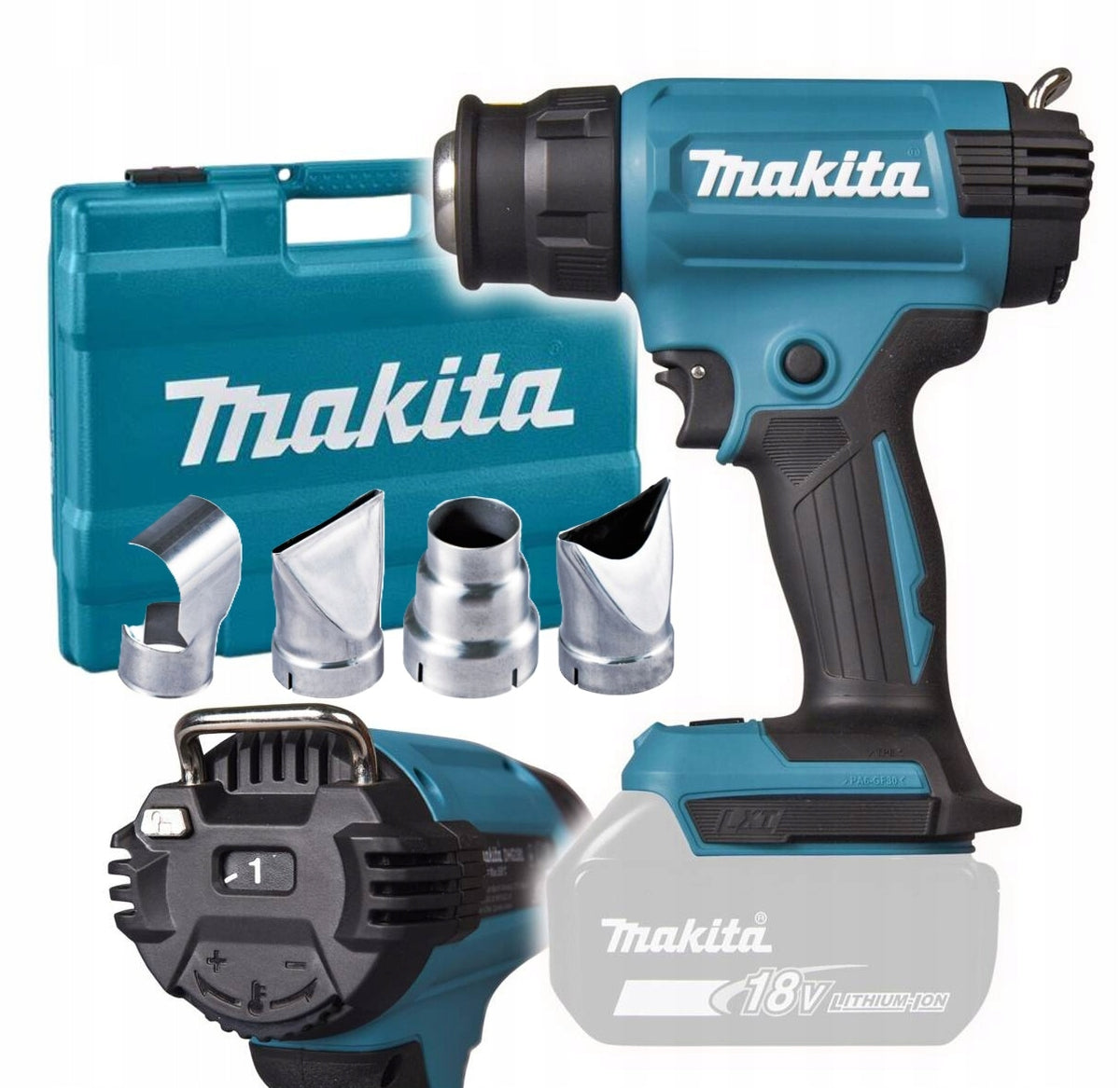 Makita DHG181ZK Opalarka z Regulacją 150-550°C 18V LXT BODY Wailzka pistolet do gorącego powietrza, akumulatorowa