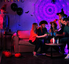 PAJĘCZYNA na HALLOWEEN 70 LED SZTUCZNA ŚWIECĄCA LAMPKI FIOLETOWE + pajak dekoracja imprezowa, ozdoba wnętrza, sieć