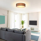 Lampa sufitowa taupe plafon tkanina 38cm oprawa do salonu i sypialni, beżowa metalowa, 1 punkt światła, gwint E27