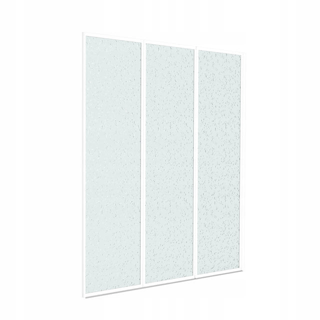 Parawan nawannowy 3 elementowy 120x140 cm profil biały ścianka do kąpieli, osłona przed zachlapaniem, mleczne wypełnienie z tworzywa sztucznego