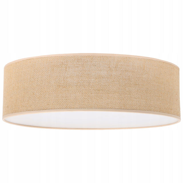 Lampa sufitowa plafon duży abażur boho juta beżowy 50cm do sypialni salonu klosz okrągły, oprawa na żarówkę E27, bez źródła światła