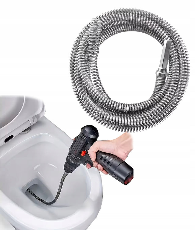 Spirala kanalizacyjna na wkrętarkę porządna gruba metal do toalety zlewu 3m udrażniacz rur odpływowych, przepychacz do rur, średnica 17 mm