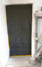 Drzwi przeciwpyłowe kurtyna remont budowlane zamek osłona + taśma niebieska przegroda z włókniny 220x110 cm do ochrony