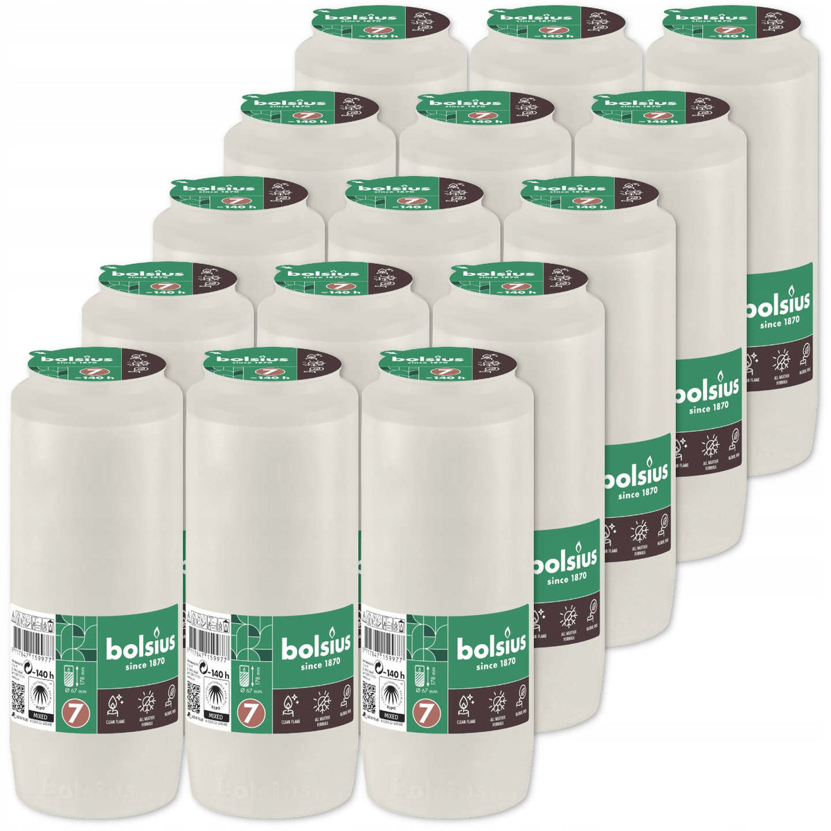 Wkłady do zniczy olejowe Bolsius RC7 140h 15 sztuk do lampionu cmentarnego, długopalące, na grób