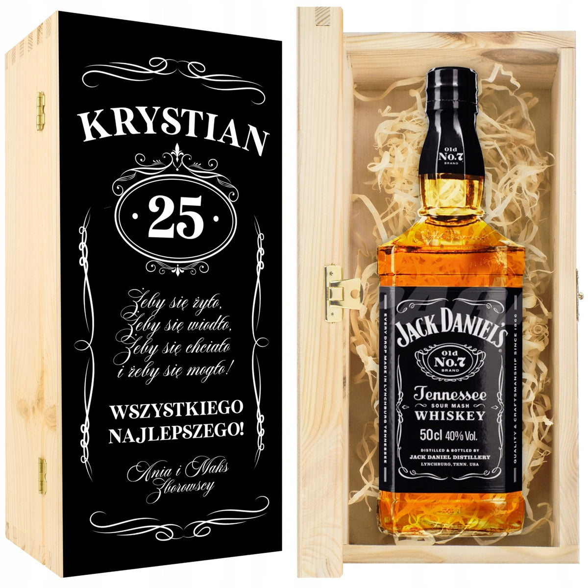 Skrzynka na whisky prezent 18 20 25 30 35 40 45 50 55 60 65 70 urodziny pudełko na butelkę alkoholu z nadrukiem