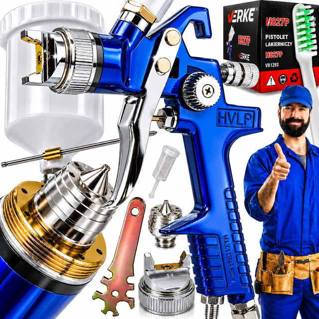 Pistolet lakierniczy do malowania malarski hvlp dysza 1,4mm zbiornik 600ml zasilany sprężarką, do farb, ciśnienie robocze 5 bar