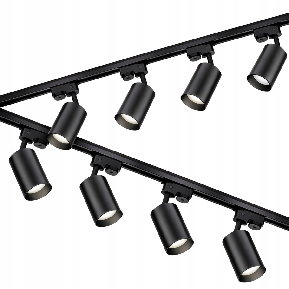 Szynoprzewód Szyna 4m + 8x Lampa GU10 LED Oświetlenie szynowe Zestaw system sufitowy, czarny, 8 punktów świetlnych