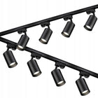 Szynoprzewód Szyna 4m + 8x Lampa GU10 LED Oświetlenie szynowe Zestaw system sufitowy, czarny, 8 punktów świetlnych