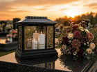 Duży szklany Znicz na grób serce dla rodziców kapliczka nagrobna Witraż 27c lampion cmentarny, dekoracja pamięci