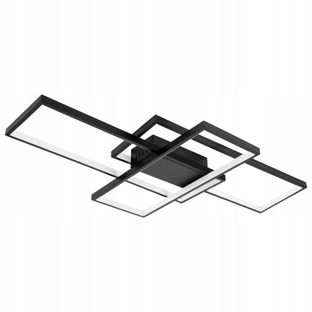 Lampa Sufitowa LED Plafon Żyrandol modern do Pokoju Kuchni Nowoczesny 90W oprawa wisząca, 3 punkty światła, czarna aluminiowa, biała barwa