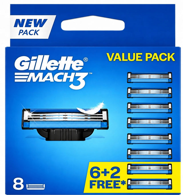 Wkłady Gillette mach 3 oryginalne ostrza 8 szt do maszynki gillette mach 3 ostrze srebrny/szary golarka