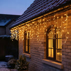 LAMPKI SOPLE ZEWNĘTRZNE 300 LED KURTYNA ŚWIETLNA BIAŁE CIEPŁE STAŁE + FLASH 10,5 cm