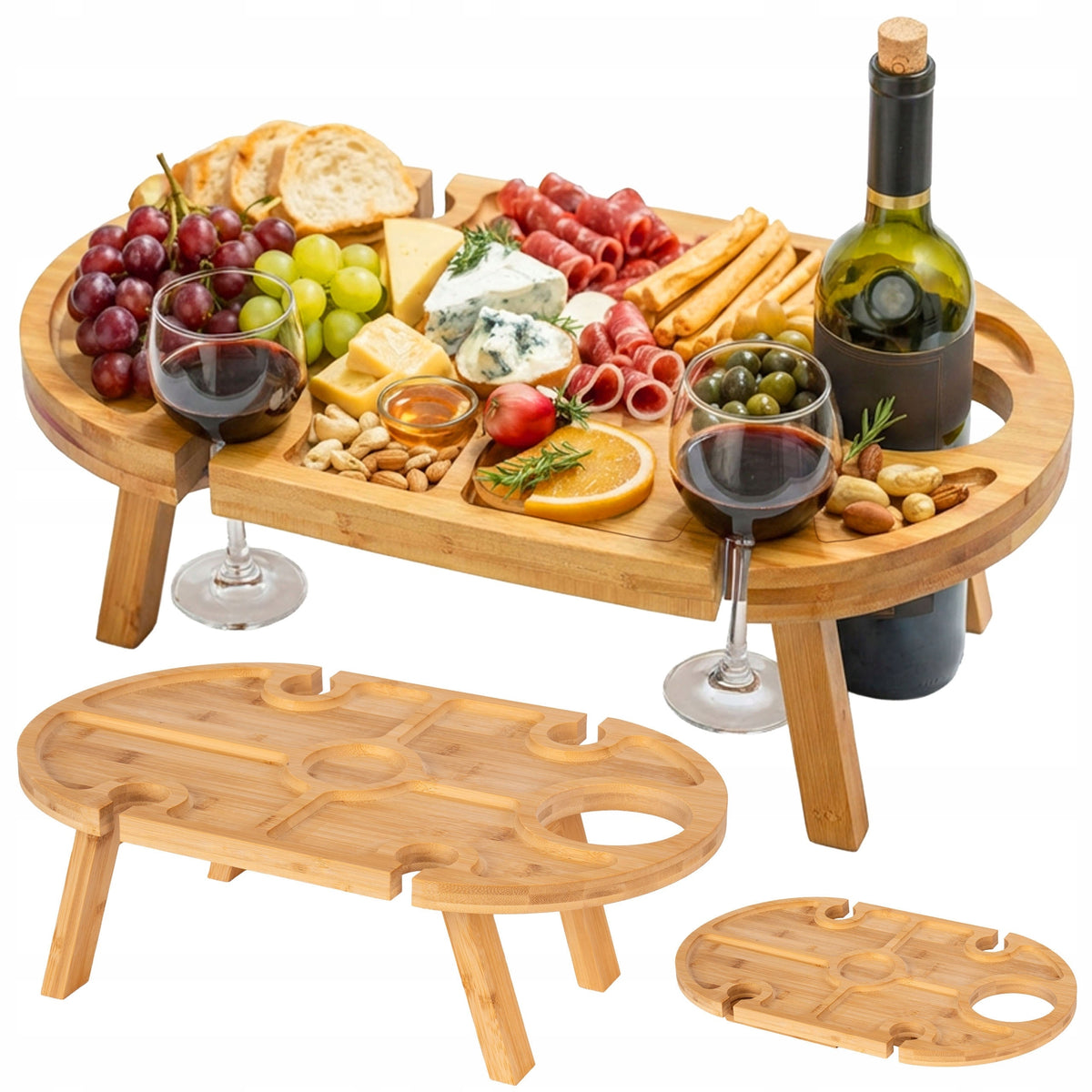 Deska do serów wędlin przystawek przekąsek serwowania bambusowa stolik taca półmisek owalny 50x30 cm brązowy