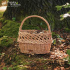 Kosz Wiklinowy na grzyby Koszyk na Zakupy Piknik ażur Polski pojemnik na owoce i warzywa, 15 l, beżowy, 35 × 23 × 33 cm