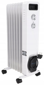 Grzejnik olejowy elektryczny TERMOSTAT olejak 7 żeberek DEDRA moc 1500W 14 mm 67 mm grzewcza biały