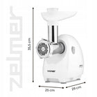 Maszynka do mielenia mięsa cicha zelmer + szatkownica 1900W 2,5 kg/min nominalna biały